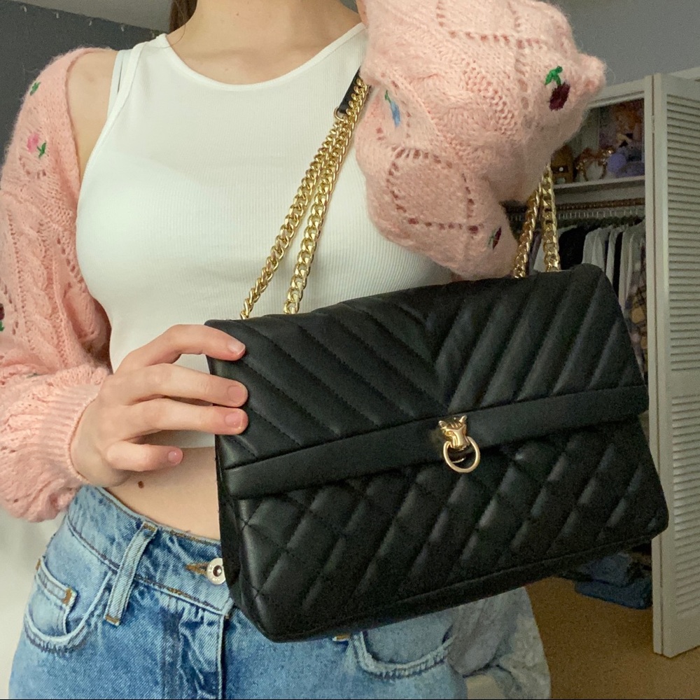 Quilted Black Shoulder Bag/Crossbody Purse